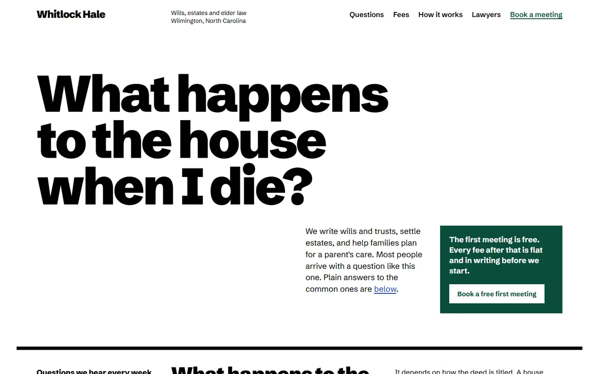 Whitlock Hale website homepage view